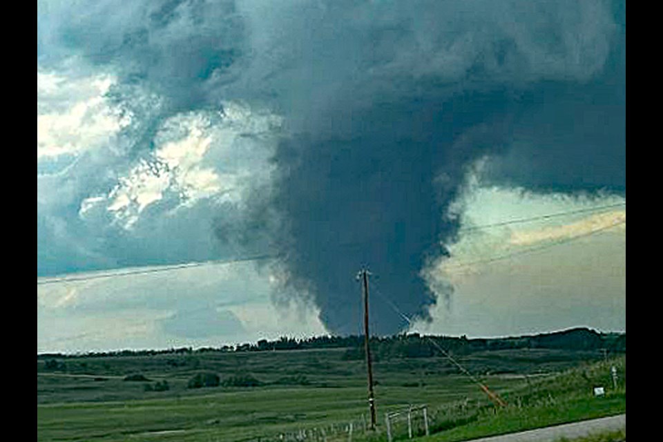 The tornado that swept through a part of Mountain View County between Carstairs and Didsbury during the afternoon of July 1, causing damage to a few homes but without any injuries.