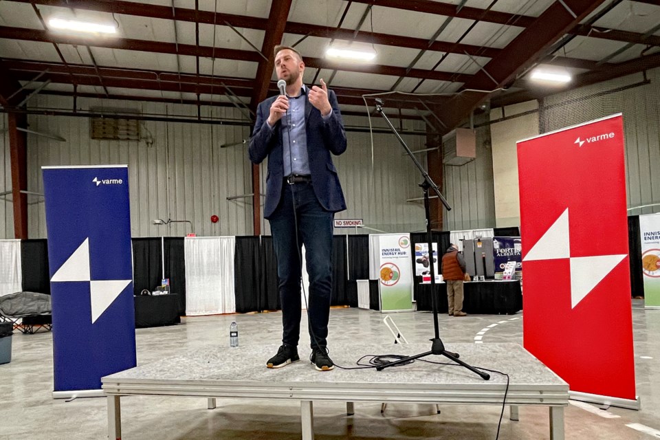 Sean Collins, chief executive officer of Varme Energy, opened the Future of Energy speaker presentations on March 31 at the annual Innisfail & District Spring Trade Show.
 Johnnie Bachusky/MVP Staff