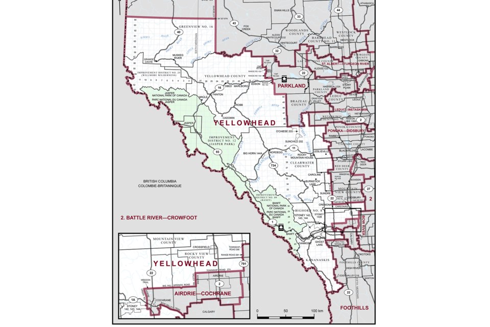 Sundre, Carstairs, Cremona and a portion of Mountain View County are in the newly-configured Yellowhead riding.