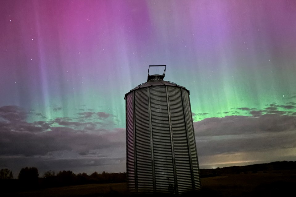 Northern lights in the norther sky in Mountain View County northwest of Olds at about 8:20 p.m. on Oct. 10.