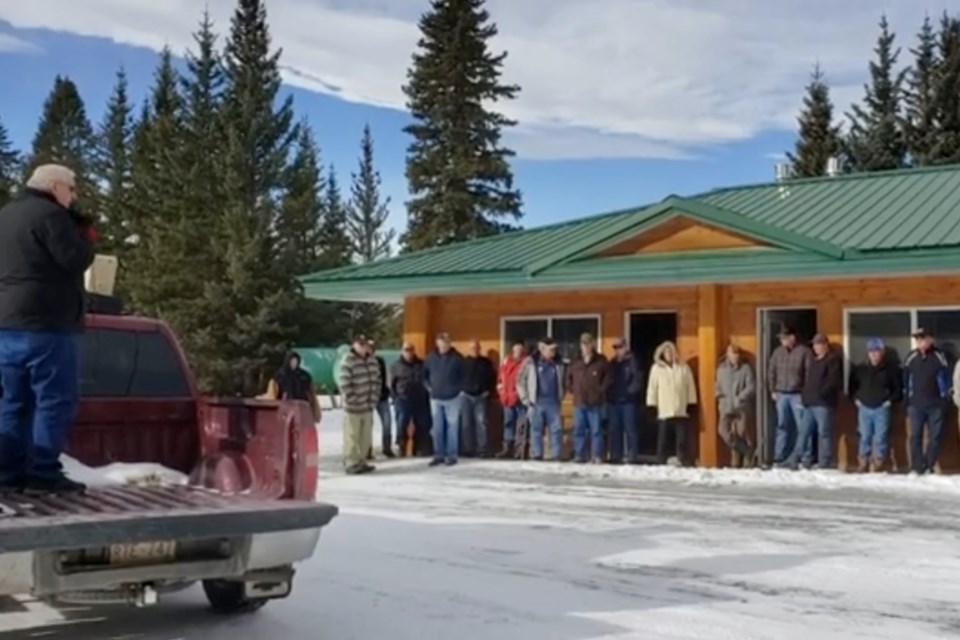 About 60 people participated in a live auction for the former Mountain Aire Lodge west of Sundre on Saturday, Feb. 15. Jordan Hindbo, who runs a mechanical contracting company in Red Deer and farms near Dickson, purchased the property, which was valued at about $1.2 million, for $830,000. 
Image courtesy of Melanie Asplund