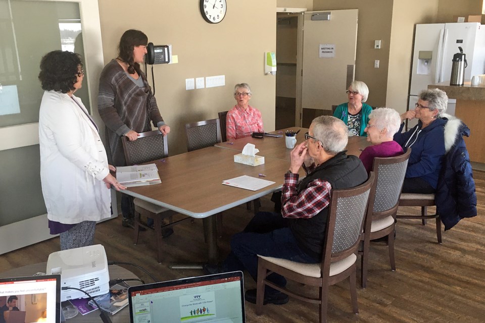 About half a dozen people attended a workshop dubbed It's Not Right on Thursday, Jan. 9 at the Sundre Seniors' Supportive Living centre. The workshop is part of an initiative to offer information on identifying potential signs of elder abuse, and outlining steps people who are concerned can take. 
Simon Ducatel/MVP Staff  