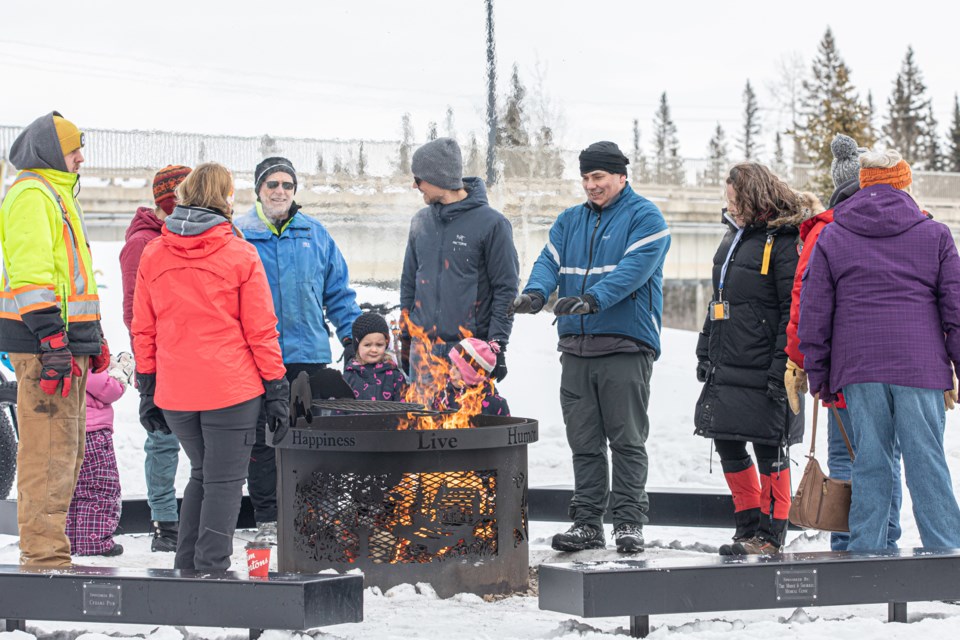 Members of the Sundre Bike n Ski Club, accompanied by friends and family, came out to promote their group's activities and kept warm around one of the firepits near the community gazebo on Monday, Feb. 17 during WinterFest activities.
Photo courtesy of Image by Maila