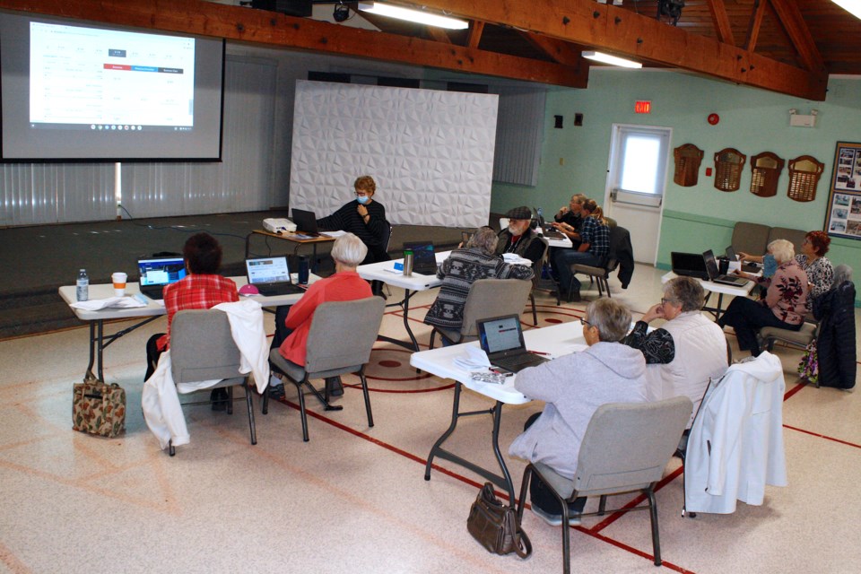 Fay Jorgenson instructs 10 participants who signed up for the new Sundre Seniors Go Virtual - Covid Style program hosted at the West Country Centre.
Simon Ducatel/MVP Staff