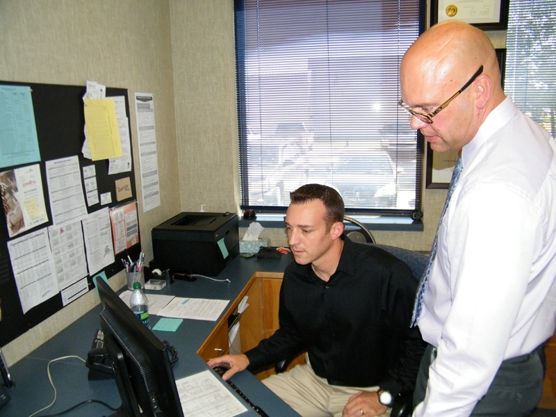 Jason Drent, right, and Scott Saunders are the new principal and vice-principal respectively at the Sundre High School.