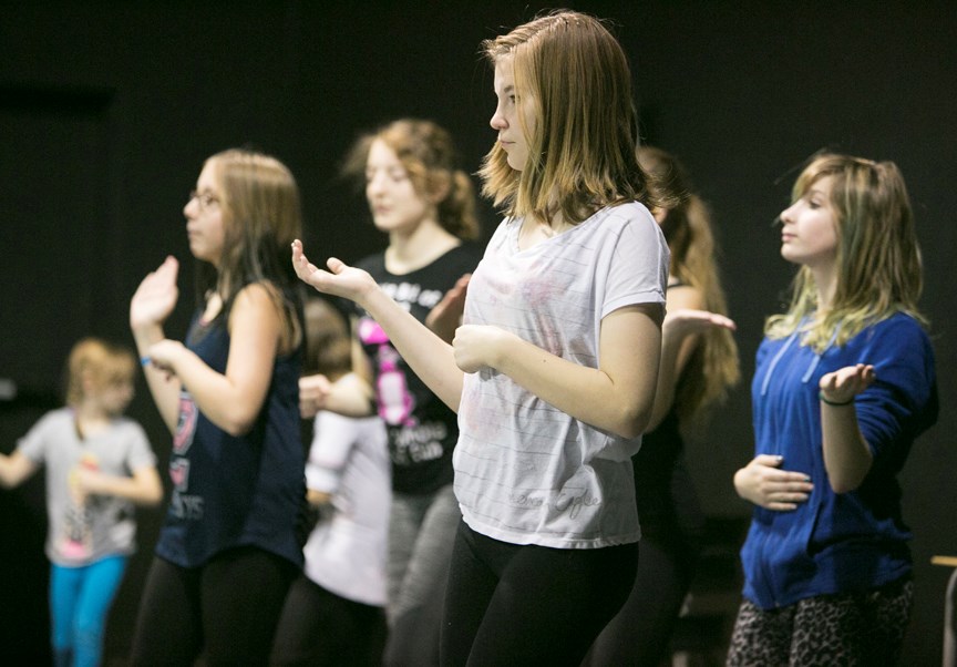 DANCE REHEARSAL ó Studio K Dance Gallery musical theatre students rehearse a dance piece during the group&#8217;s practice at the Sundre Arts Centre on Wednesday, Nov. 18.