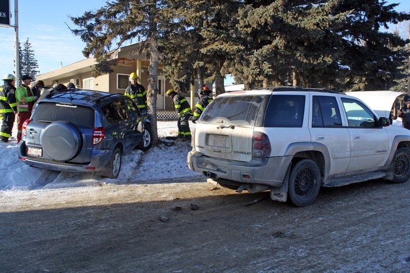 No one was seriously hurt in a three-vehicle collision at the intersection of Main Avenue and Fourth Street on Monday, Jan. 4.,