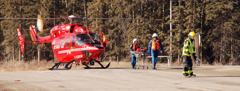 STARS DISPATCHED TO BERGEN ó The three-way intersection at the former Bergen Store south of Sundre was temporarily closed by emergency responders on Thursday, Feb. 11 to make 