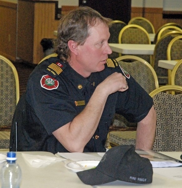 Sundre fire Chief Marty Butts was among several local officials who attended a FireSmart presentation with consultation company CPP Environmental at the Sundre Legion on