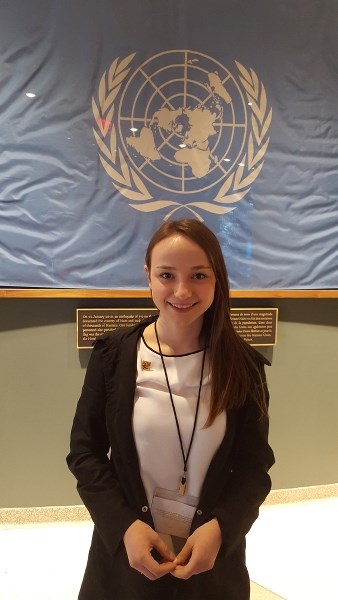 Sundre High School Grade 12 student Katie Jo Jackson recently spoke about the importance of working to improve gender equality at the UN in New York after being selected by
