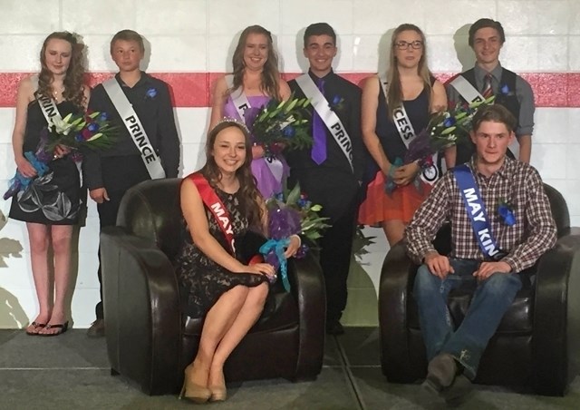 Pictured here are the 2016 Sundre High School May King and Queen candidates. Back row, from left are as follows: Isabel Shand, Dawson McLean, Deshann Valentine, Danny
