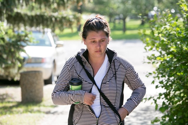 Jennifer Black, 37, from the Sundre area, who faces several charges including impaired driving causing death, arrives at the Didsbury provincial courthouse on June 7.,