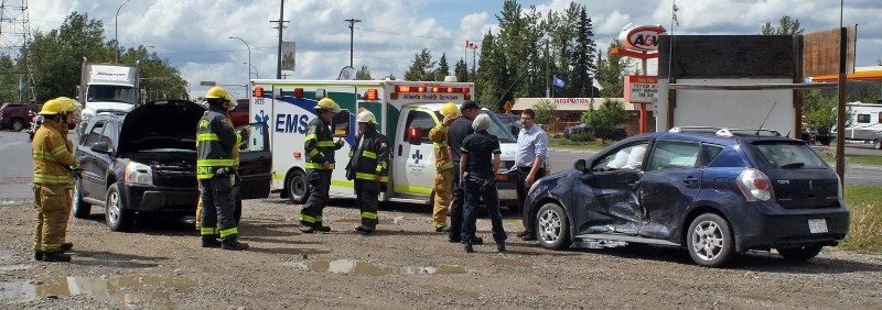 As a westbound pickup hauling a camper on the outside lane of Highway 27 was preparing to pull into the Shell parking lot on June 2, the driver of a blue 2010 Pontiac failed