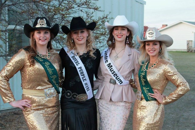 SUNDRE RODEO ROYALTY FASHION SHOW — Pictured from left are Carly Carrier, Sundre Rodeo Princess 2015-16, Martina Holtkamp and Kaitlin Malterer, the contestants for 2016-17,