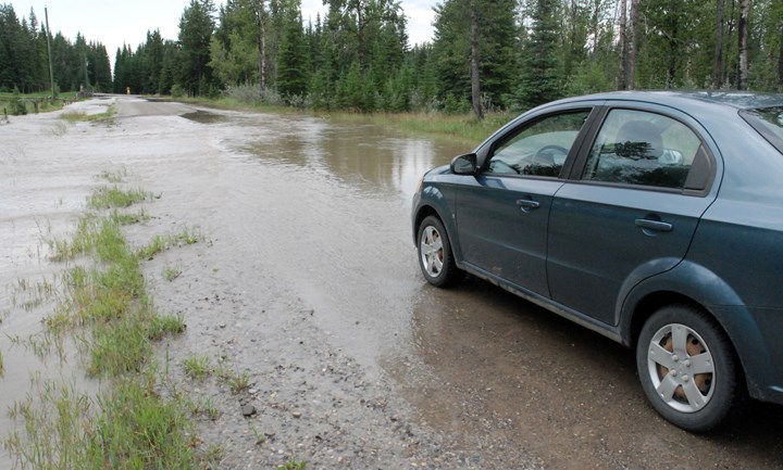 CONSISTENT RAIN ADDS UP — Water levels have risen noticeably following all the recent rainfall, as illustrated here by the scene pictured on Sunday afternoon south of