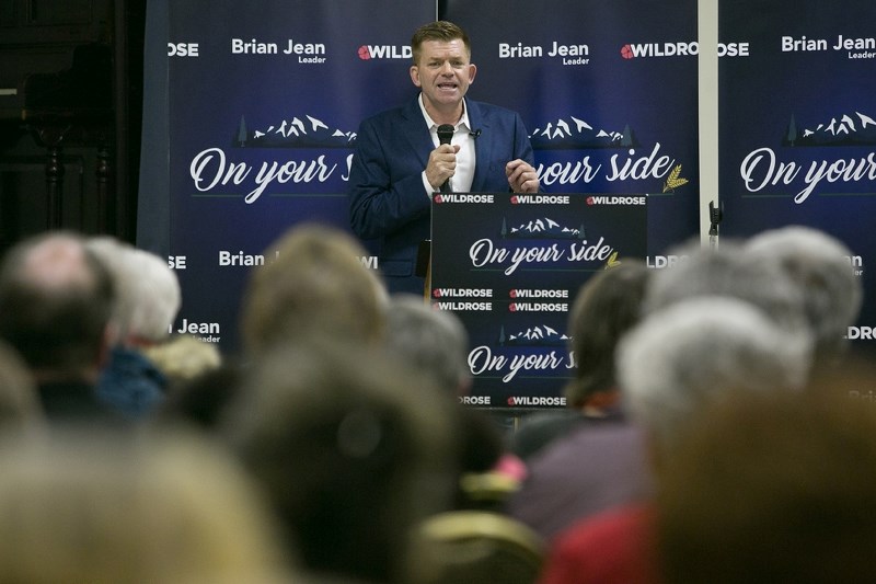 Wildrose Leader Brian Jean addresses a crowd of more than 150 people during an open house at the Sundre Legion on Wednesday, Feb. 8.