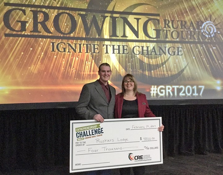 Kit and Kelly Brink, who own Rustlers Lodge, recently placed third in the annual Growing Rural Tourism challenge, which was held Feb. 13-15 in Camrose. The event offered the