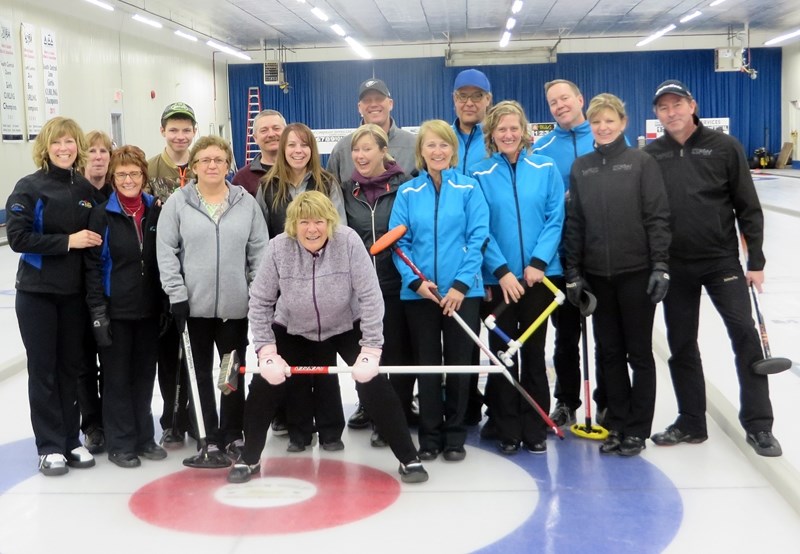 The Sundre Curling Club hosted its inaugural Open Doubles Bonspiel at the local rink on Saturday, Feb. 25, when 16 teams, including six local pairs, came to play. Everyone