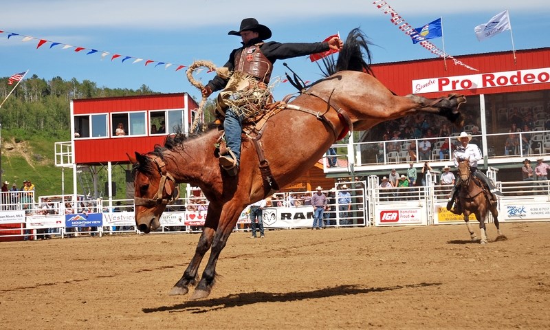 Chuck Schmidt, from Keldron, S.D., scored 84 points during Sunday&#8217;s final performances to become this year&#8217;s Sundre Pro Rodeo saddle bronc riding champion.