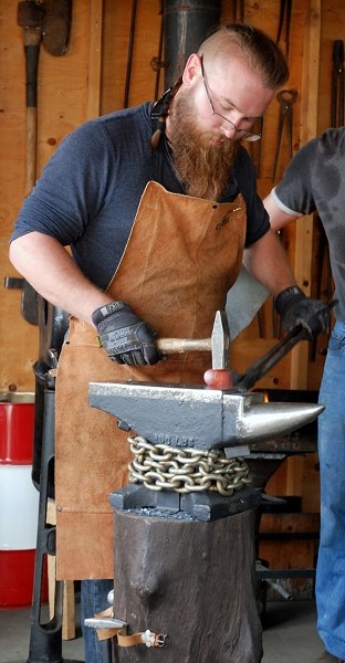 Bladesmith David Borys, who works at the Sundre Seniors&#8217; Supportive Living centre, was the first community member to volunteer as a heritage performer and educator to