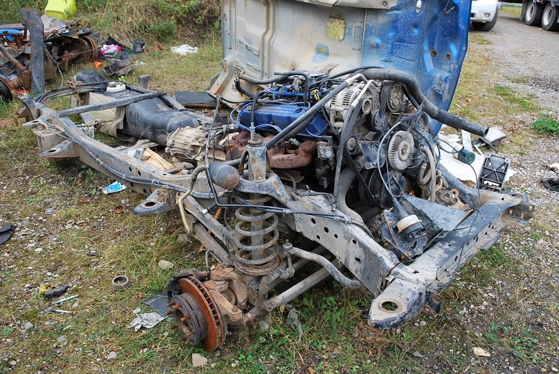 What remains of a Dodge truck stolen out of Calgary last year was found at a small-scale chop shop near James River recently.