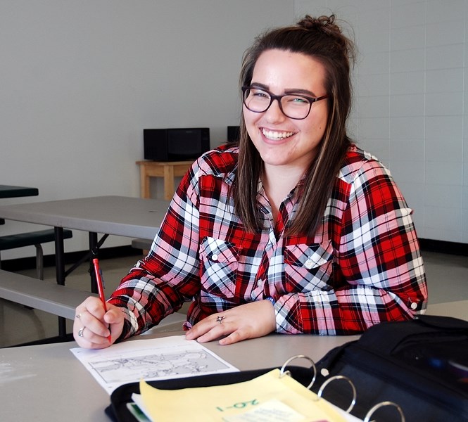 Sundre High School student Keyanna St.Dennis, recently pictured studying after school, is the only student from Alberta selected to participate in the upcoming Global Vision