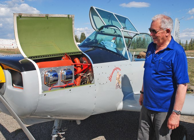  Michael Bellamy, a pilot who flew sorties in Mogadishu, Somalia during a military operation retold by the movie Blackhawk Down, flew in from Villeneuve, near Edmonton, with his daughter Amanda to check out the fly in breakfast for their second year in a row.