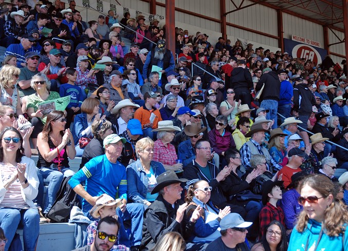  The main grandstand at the Sundre Rodeo Grounds was packed for Saturday afternoon's performance during the 40th annual Sundre Pro Rodeo.