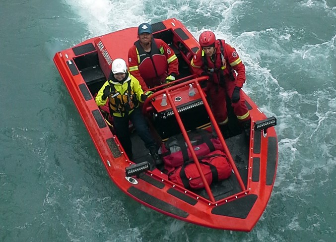  Volunteer members of the Sundre Fire Department deployed the river rescue unit to assist in the search for the missing individual, who authorities now suspect left the area.