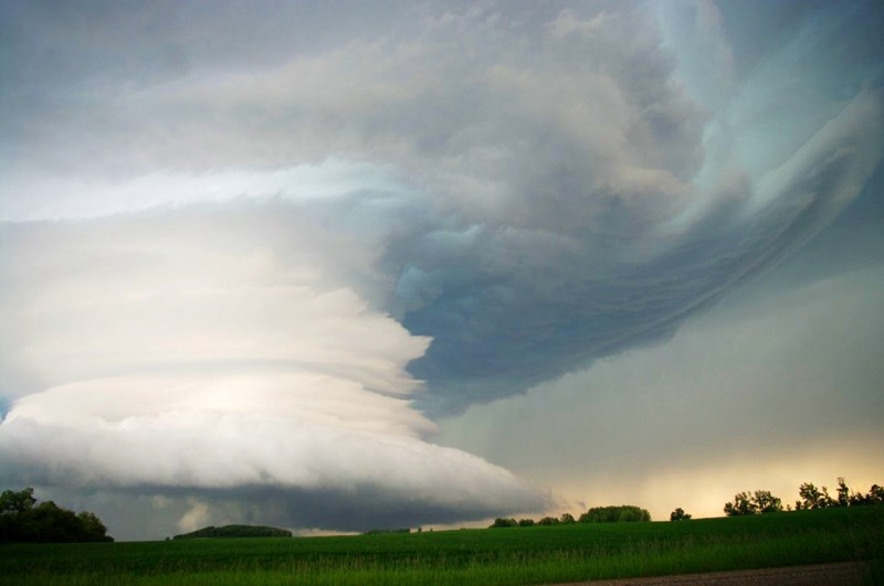 The severe-weather view from Sherry Jones&#8217; residence west of Bowden last Thursday evening.