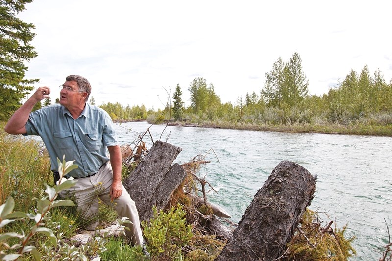 Munro on the north bank of the new channel of the Red Deer River