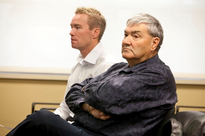 CCI&#8217;s Shaun Russell and Gary Weiler wait to answer questions at Mountain View County&#8217;s MPC meeting on Oct. 6.