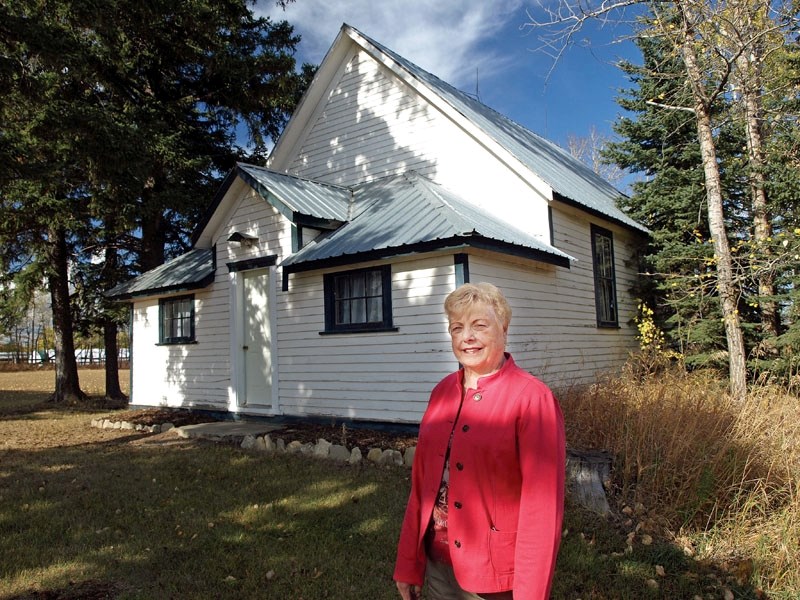 Marilyn Leonard at Innis Lake Community Hall. It closed as a school in 1945. The hall celebrated its 100th anniversary earlier this year.