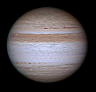 Jupiter seen through a telescope.
