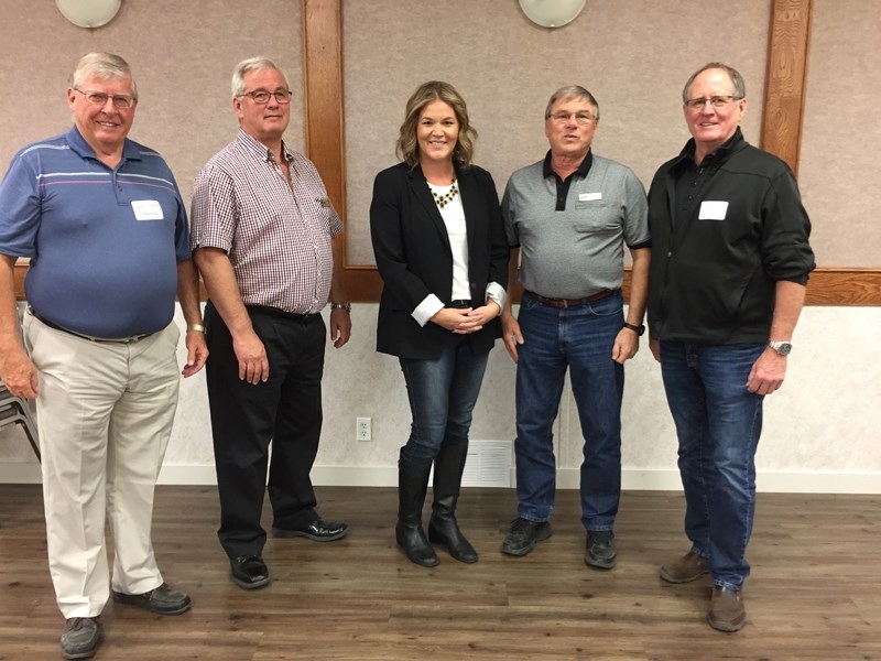 Carstairs councillors, left to right, Bob Green, Marty Ratz, Shannon Wilcox, Al Gil and mayor Lance Colby pose for a photo at the Oct. 18 council orientation session at the