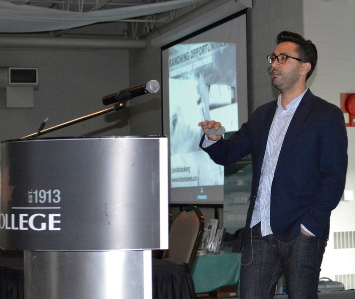 Nick Black speaks to delegates at the Ranching Opportunities conference at Olds College on Feb. 4.