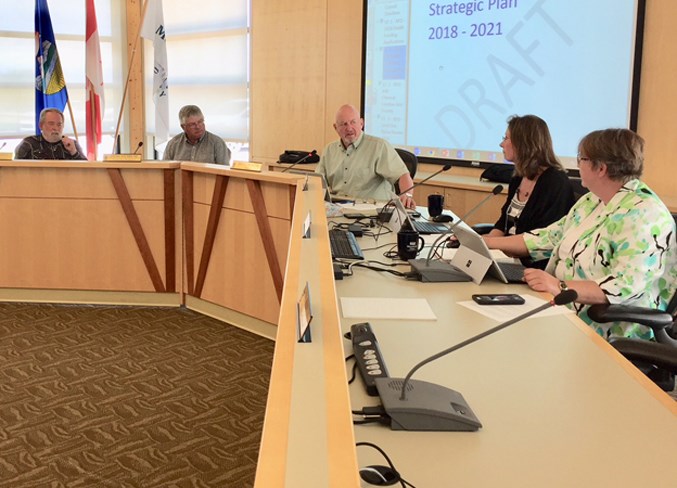 Mountain View County councillors take part in the May 23 council meeting.