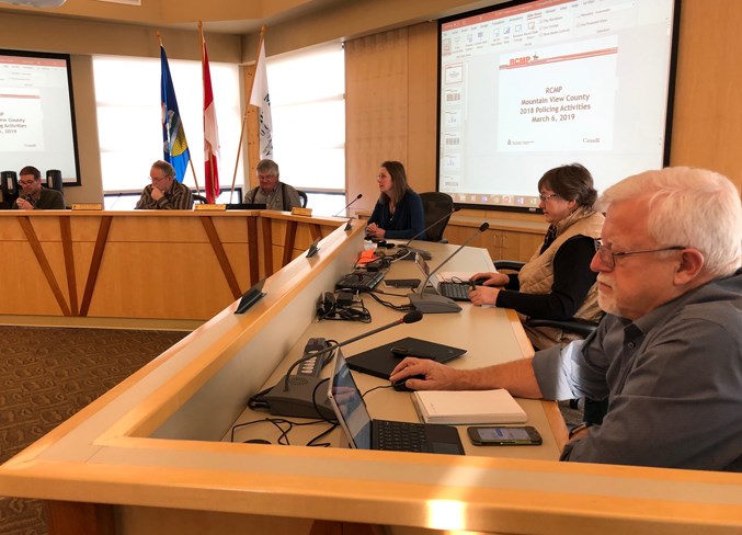 Mountain View County council takes part in the recent coucnil meeting.