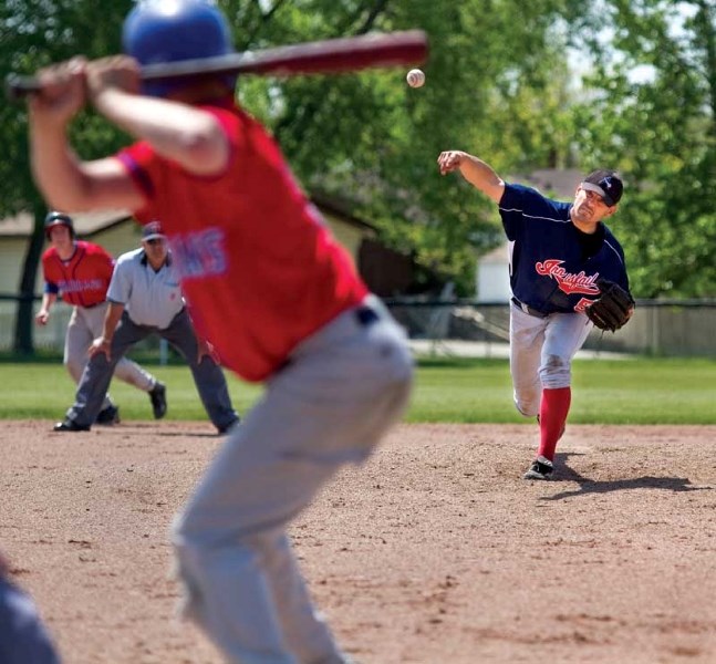 The Innisfail Indians play the Beiseker Canadians during the Dallas Yarbrough Memorial Tournament on Sunday, June 5.