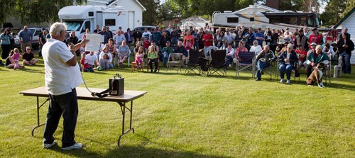 Quite a crowd came out to Ken McCarthy&#8217;s home in Penhold to talk concerns about property taxes on June 27.