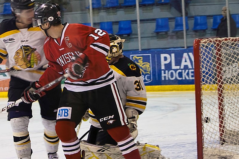 Fort Saskatchewan goalie Jim Watt never saw what was coming at him when the Eagles bounced the puck of his goal post during frenzied playoff action Sunday night.