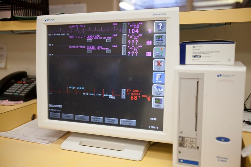 The newly donated cardiac monitor keeps an eye on patients at the nurses station at the Innisfail Health Centre.