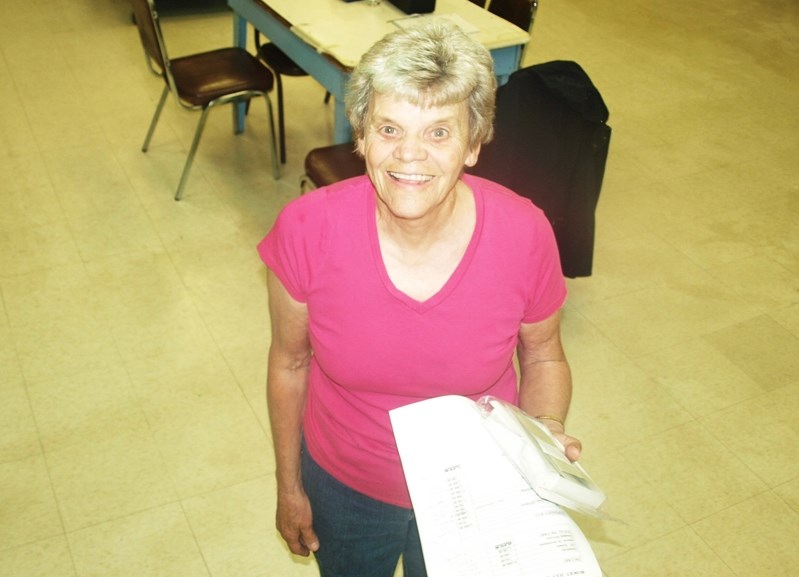 Carole Sim, coordinator of the Innisfail and District Food Bank, at the agency&#8217;s new quarters at the back of the Co-Op Shopping Centre.