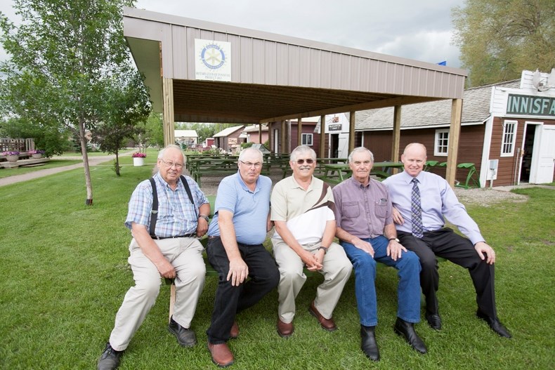 From left, Lawrence Gould, treasurer of the Innisfail Historical Society; Rod Bradshaw, Rotary president; Bill Hoppins, Rotary member; Clarence Steward, Rotary project leader 