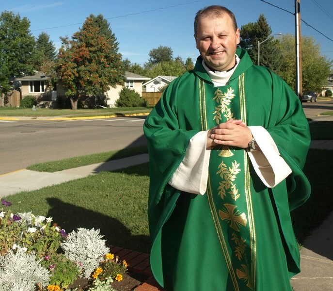 Father Adam Daniluk of the Our Lady of Peace Parish is leaving Innisfail to lead St. Stephen&#8217;s Catholic Church in Olds and St. Anne&#8217;s Catholic Church in Trochu.