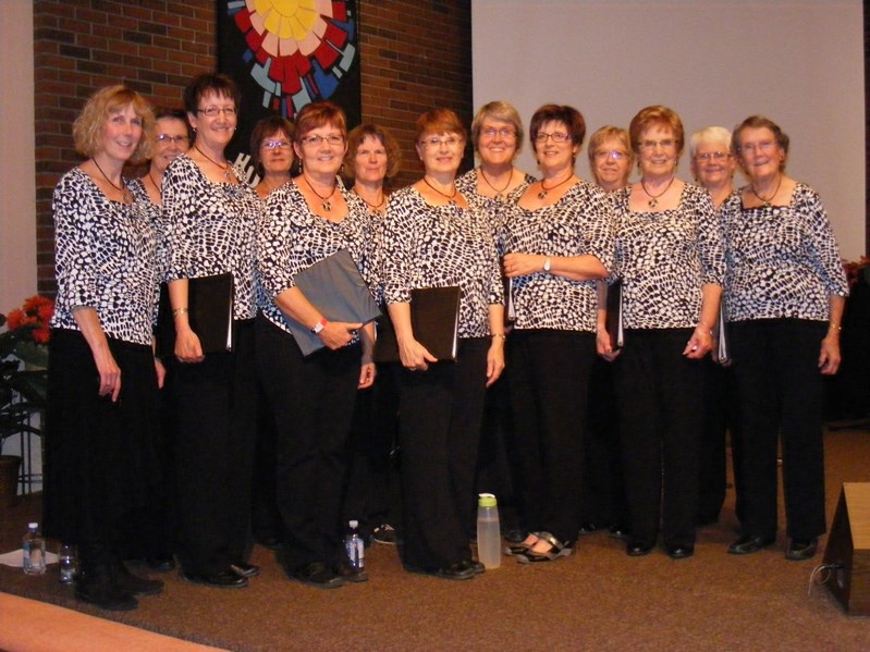 The members of Sweet n&#8217; Sour. Front row from left: Jackie Moorhouse, Jill Pedersen, Bonnie Cummins, Liz Bennett, Virginia Ritson-Bennett, Ila Thomas, Hazel Holoboff.