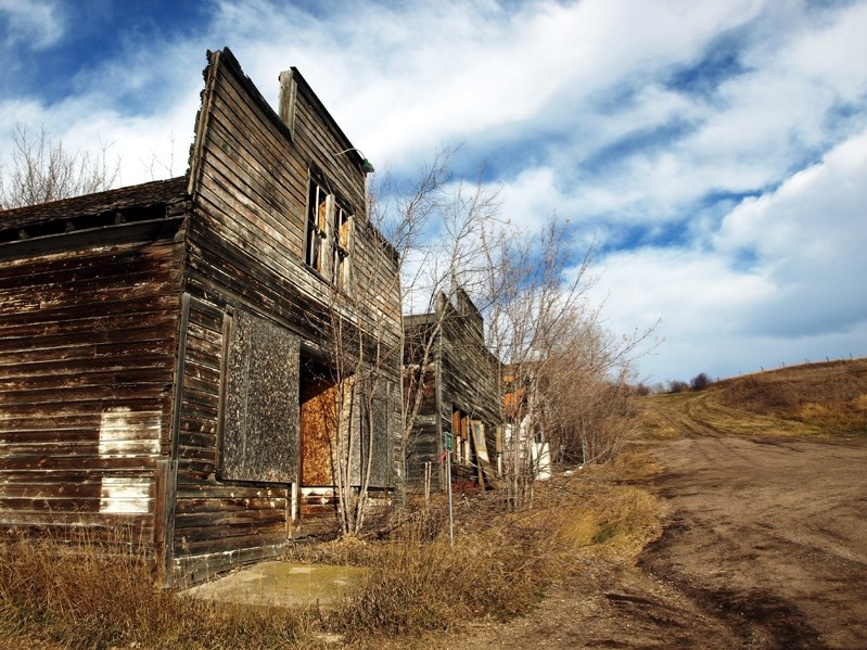 The ghostly remains of Main Street in Heinsburg, Alberta.