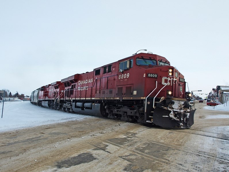 A CP Railway train passing through 50th Street track crossing Dec 11.