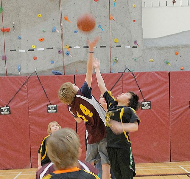 Middle School Mustangs on Feb. 26 at the Innisfail MIddle School gymnasium. St. Marguerite Bourgeoys won 76-14.