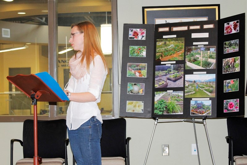 Danie Bootsma of Penhold presents her Hayter Street Park community garden project to Penhold council on March 24. Council backed it unanimously and councillors purchased five 